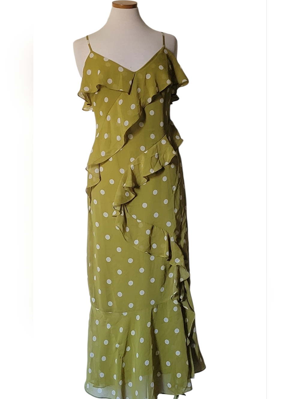 Sheer Retro Polka Dot Ruffle Date Night Ladies Night Out Cocktail Dress